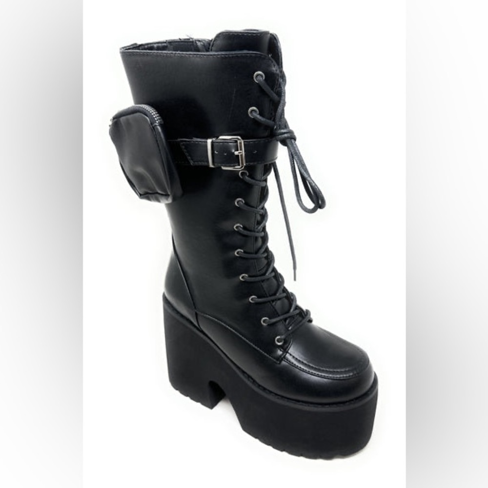 Dollskill NY/LA 6" EVA Platform Knee high lace up boot with zipper pouch - Picture 5 of 7